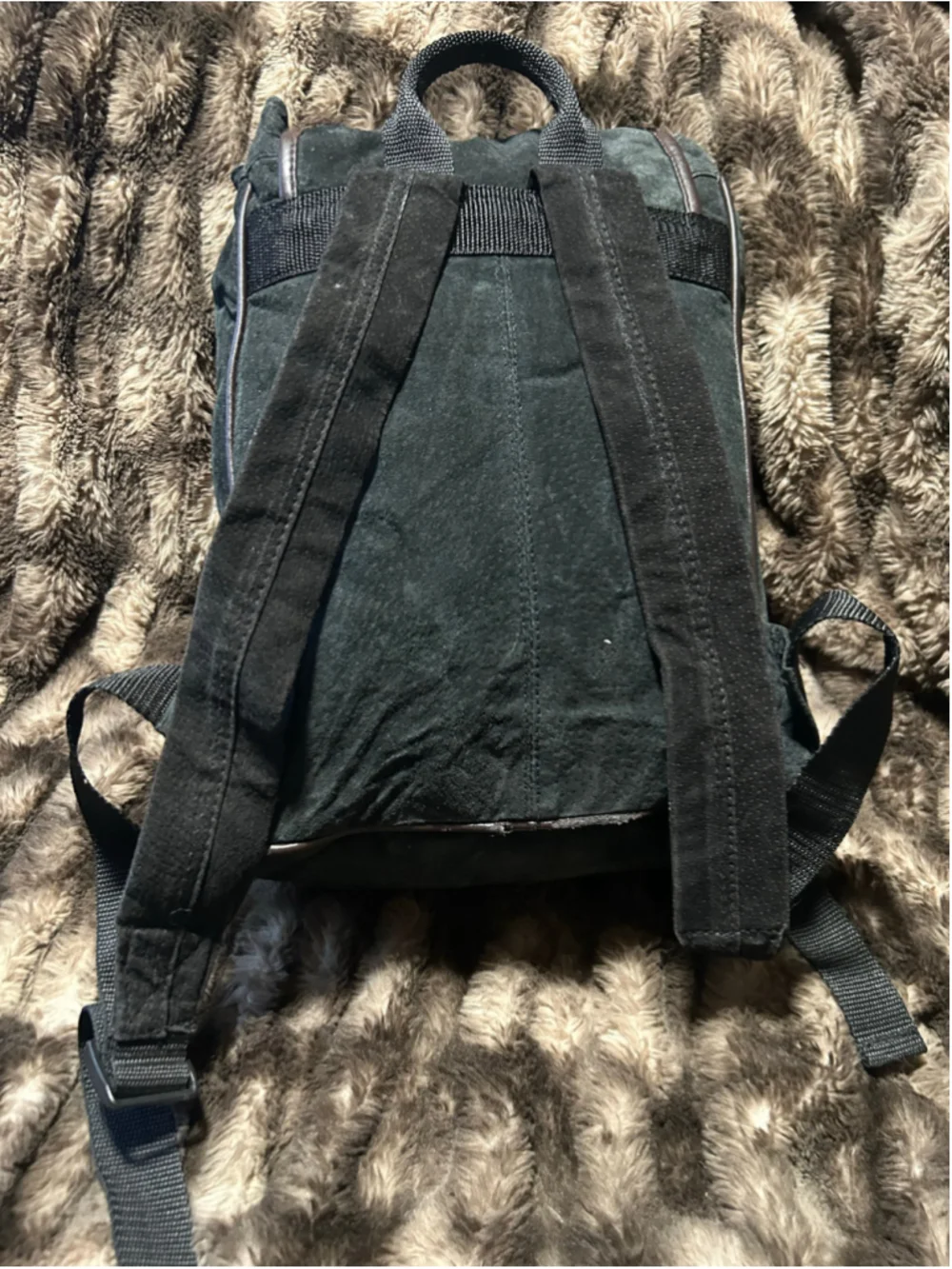 Women's Unbranded Suede Backpack One Size Black and Brown
